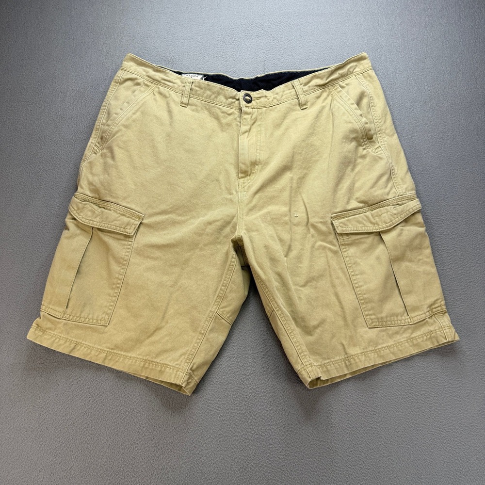 Volcom Cargo Class Shorts Mens 38 Tan Beige 100% Cotton Skate Casual Outdoor